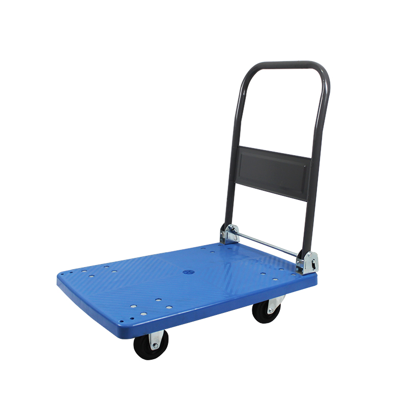 High Quality 4 Rota Plastic Platform Truck Gravis Duty Store Foldable Shelf Trolley