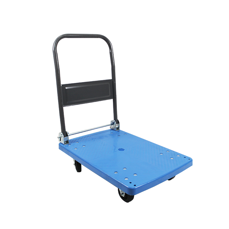 High Quality 4 Rota Plastic Platform Truck Gravis Duty Store Foldable Shelf Trolley