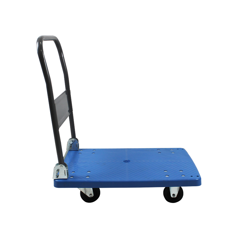 High Quality 4 Rota Plastic Platform Truck Gravis Duty Store Foldable Shelf Trolley